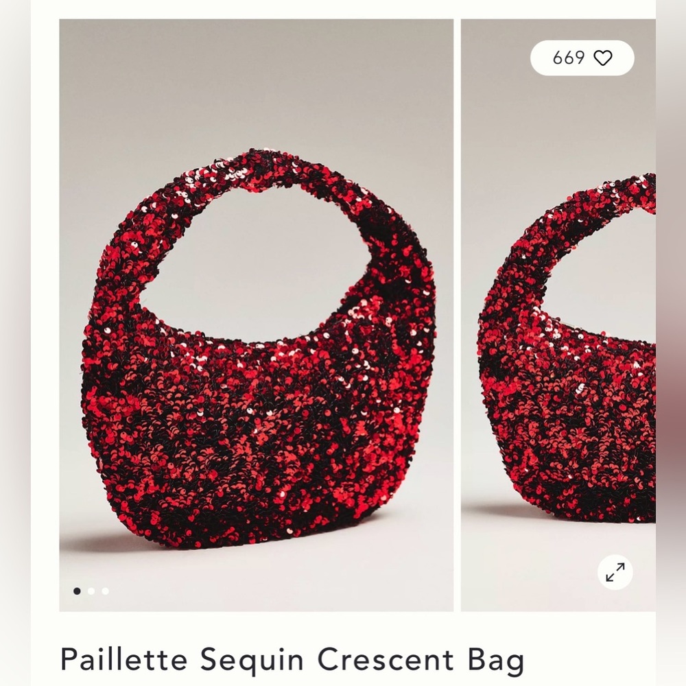 Paillette Red Sequin Crescent Bag